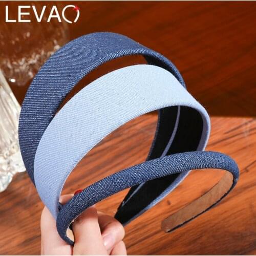 Levao Solid Wide Denim Headband For Women Retro Hair Bands Hoop Simple Hair Band Hair Accessories 2021 New Headwear