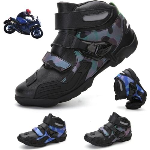 Motorcycle Shoes Mens Fashion Casual Microfiber Leather Motorcycle Boots Street Racing Summer Non-Slip Breathable Machine Shoes