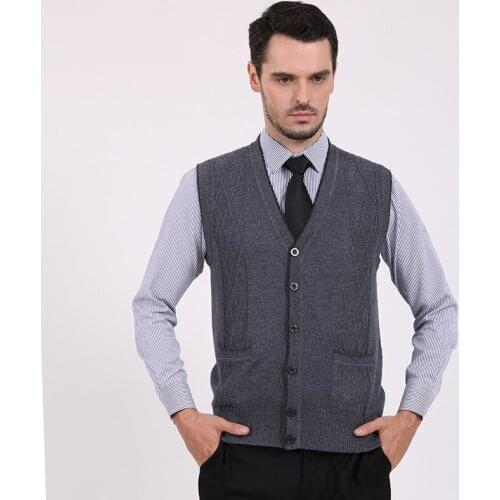 High quality autumn mens sleevess sweater casual v-neck wool vest cardigan