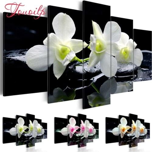 TOUOILP Full Square/Round Drill DIY 5pcs Diamond Painting"Floral Modular Magnolia "Embroidery Cross Stitch 5D Home Decor Gift