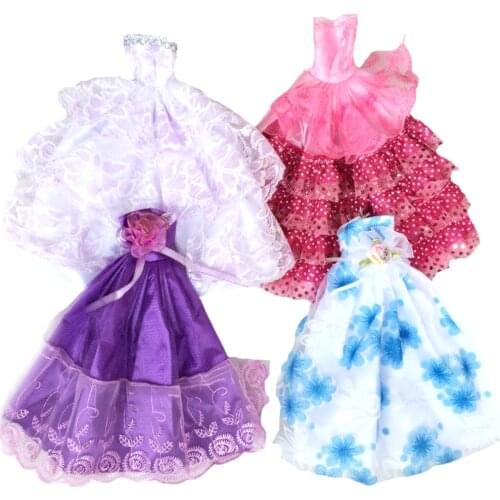 5 Pcs Set Dolls Toys Party Princess Dresses Gown Outfits Clothes Accessories Playsets for Barbie Doll Kids Girls Birthday Gifts
