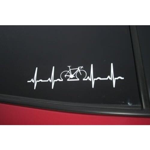 Road Bike heartbeat die-cut window sticker 12.5cm