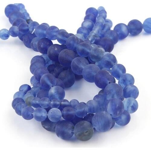 Natural Stone Matte Blue Watermelon Quartzs Crystal Beads 15"Inch Loose Spacer Beads Making For Jewelry DIY Bracelet 6 8 10 12mm