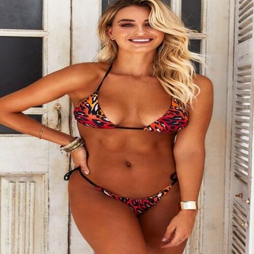 2020 New Leopard Print Women Bikini Sexy Summer Swimwear Ripple Dots Swimsuit Low Waist Biquini Striped Bathing Swim Suit