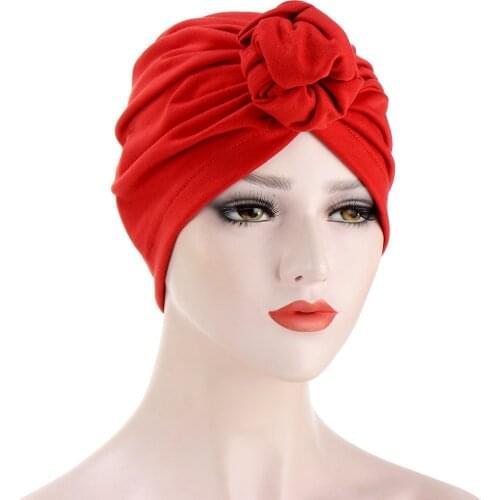 2021 High Quality New Multicolor Forehead Knot Turban Hat Popular Pullover Hat Fashion Street Shot Cap India Cap Women Turban