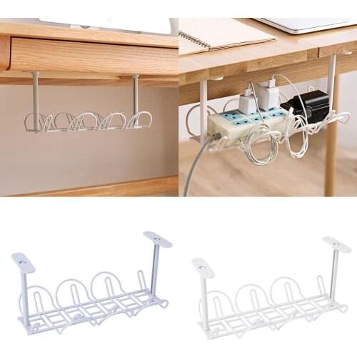Storage Shelf Hanging Under Desk Basket Power Strip Stand Holder Cable Organizer