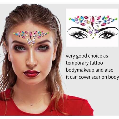 Face Crystal Sticker for Women Makeup - Rhinestone Mermaid Face Jewels Gems Eye Face Temporary Tattoo for Festival Rave Carniva