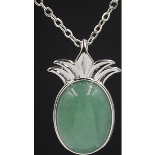 QIMOSHI Natural Stone Pineapple Pendant Necklace For Women inspiring Dainty Appepine Chakra Healing