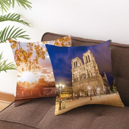 Notre Dame landscape Christmas pillowcase throw pillow European style cushion pillowcase sofa home decoration pillowcase
