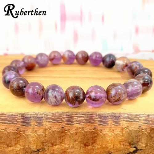 Ruberthen Genuine AAA Grade Super Seven Melodys Stone Wrist Mala Bracelet Fashion Women`s Energy Power Mala Spiritual Practice