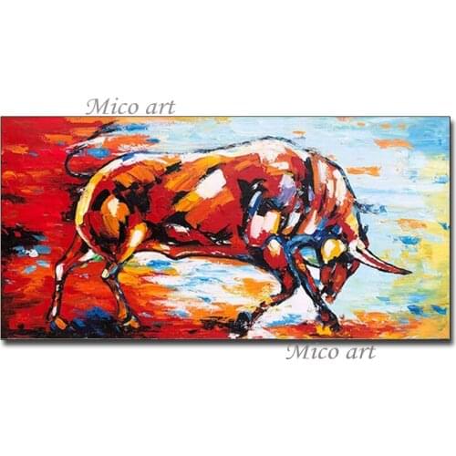 High Quality Bull And Cow Canvas Oil Painting 100% Hand-painted Animal Paintings Art Canvas Wall Artwork Unframed Decor Pieces