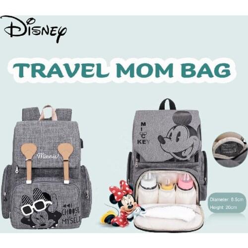 Disney Diaper Bag Backpack Baby Fashion Organizer Nappy Maternity High-capacity Bag For Women Stroller Mom Travel Free Hooks