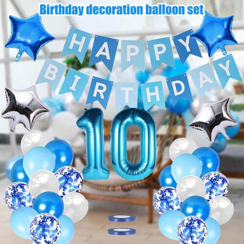 Happy Birthday Balloon Set 1/10 Years Number Happy Birthday Anniversary Party Decoration for Children Birthday Balloon