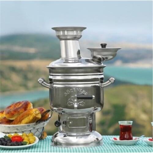 Stainless Steel Samovar Camping Tea Coffee Machine Multicooker Traning Wood Stove Kettle 5 Liter Outdoor ( Turkish Semaver)