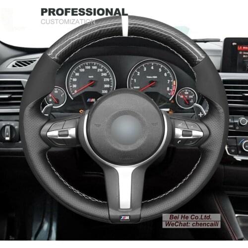 DIY Hand Stitching PU Carbon Fiber Black Leather Car Steering Wheel Cover for BMW X2 F39 2018-2021 X3 F25 2014-2017 X4 F26