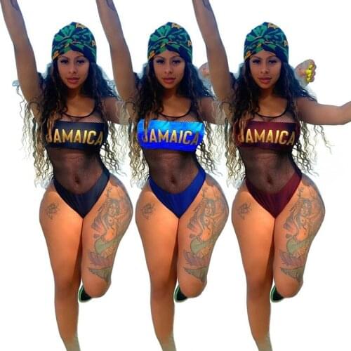 ZKYZWX Sexy Mesh Sheer Beach Bodysuit Women One Piece Swimsuit Vacation Outfits Bodycon Rompers Summer Swimwear Bathing Suit