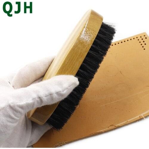Leather oiled bristle brush soft fur brush shoe polish tool leather shoe brush pig hair brush shoe polish brush handmade DIY too