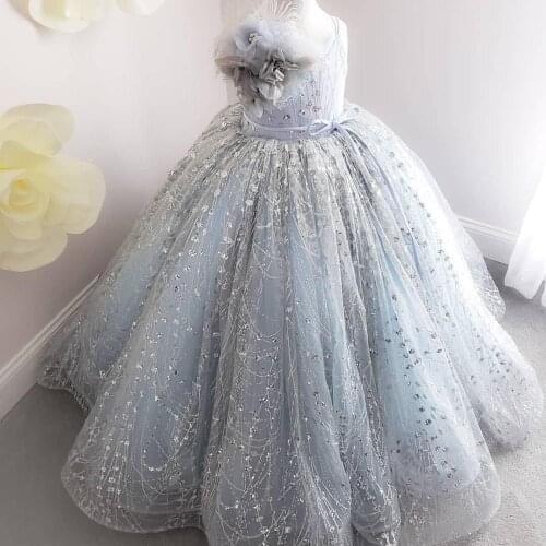 Bling bling pageant dresses for girls vestido primera comunion embriodery child birthday gown flower girl dresses for party