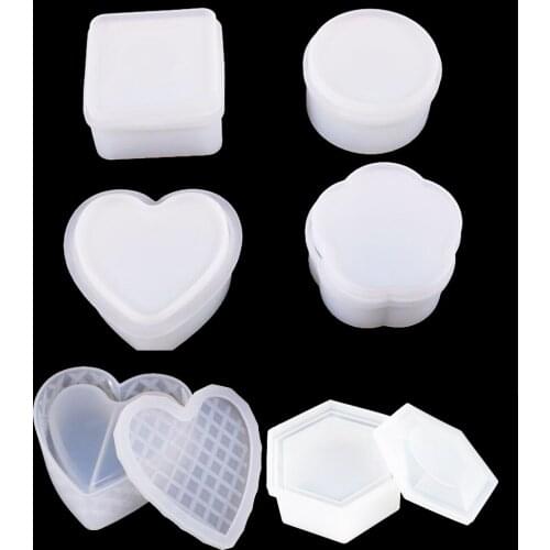 Storage box round cube flower heart Hexagon shape Resin Silicone Mould Jewelry Making DIY tool UV epoxy resin Box silicone mold