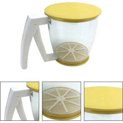 Flour Sieve Fine Mesh Filter Plastic Flour Sifter Mug Design Handheld Sugar Powder Filter Strainer Kitchen Pastry Baking Tools