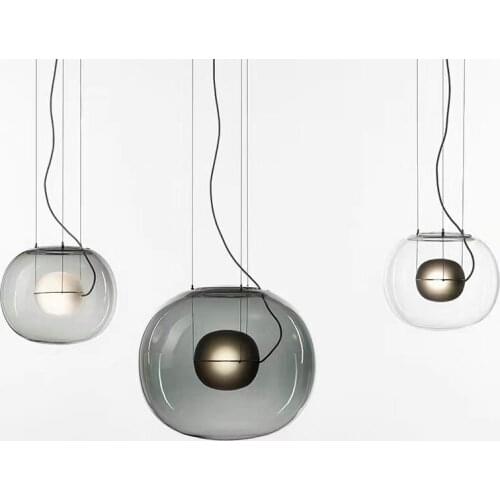 Modern Metal Chandelier Clear Grey Glass Pendant Light Lamp Metal Hanging Ceiling Fixtures For Bedroom Living Room Study PA0589