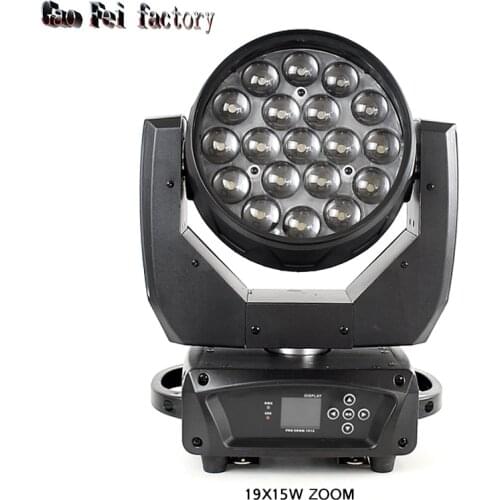 19x15W LED Zoom Wash Light High Power RGBW DMX Beam Head Move Stage Lighting Professional DJ For Bar Show
