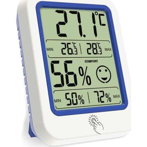 Thermometer Digital Wireless Hygrometer Temperature and Humidity Monitor LCD Display Indoor Alarm Clock Function Home