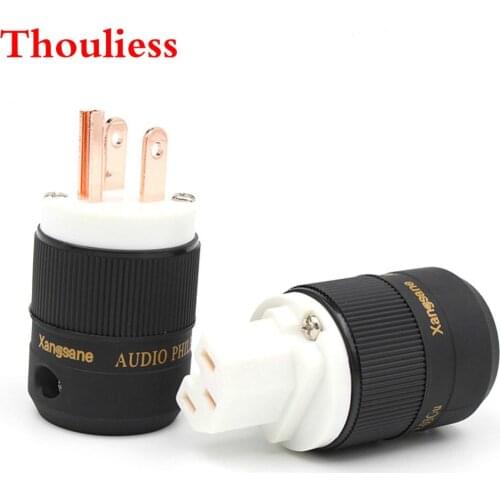 Thouliess pai HIFI Power Plug Red Copper US power plug IEC Connector Audio Power Socket Connector for DIY US power cable