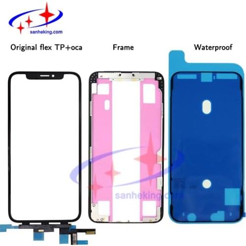Screen Outer Glass with OCA+Middle Frame for iPhone 12 mini 11 pro max X XR XS Max Front Glass Lens Bezel Replacement