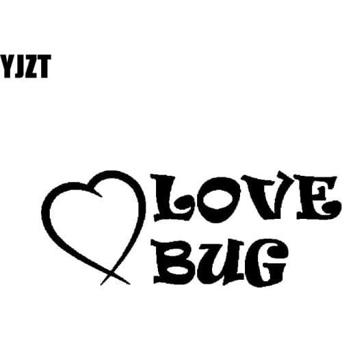 YJZT 12.7CM*4.8CM Love Bug Funny Beetle Novelty Vinyl Decal Car Sticker Black/Silver C19-0173