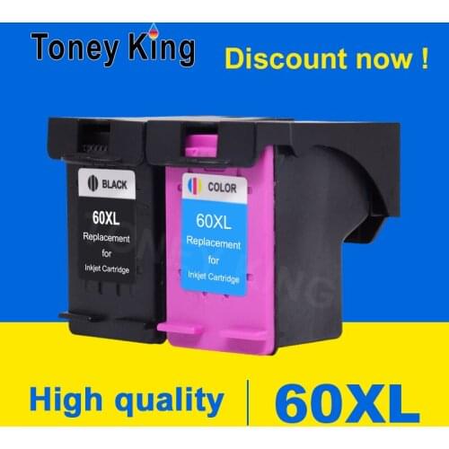 Toney King 60 XL Refilled Ink Cartridge Replacement for HP 60XL for Deskjet D2530 D2545 F2430 F4224 F4480 C4650 printer