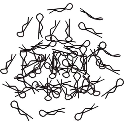 50 Pieces RC Car Black Metal Bodyshell Clips Pins R Shape for Traxxas TRX4 1/10 RC Buggy RC Rock Crawler Vehicle Models