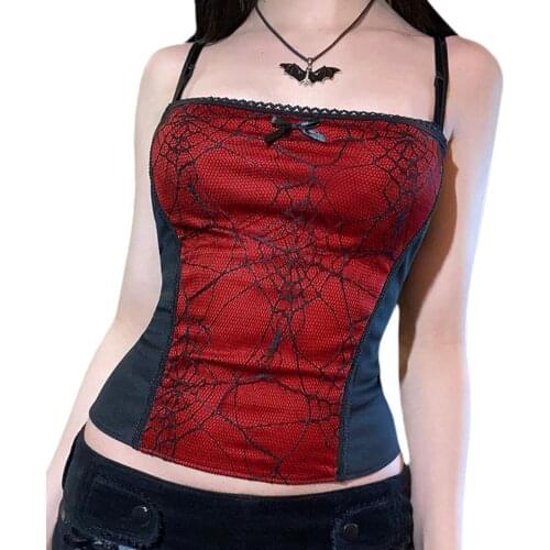 Ladies Summer Sexy Backless Camisole Club Girls Spider Web Lace Edge Back Zipper Sleeveless Tops Slim Base Shirt Women Tanks