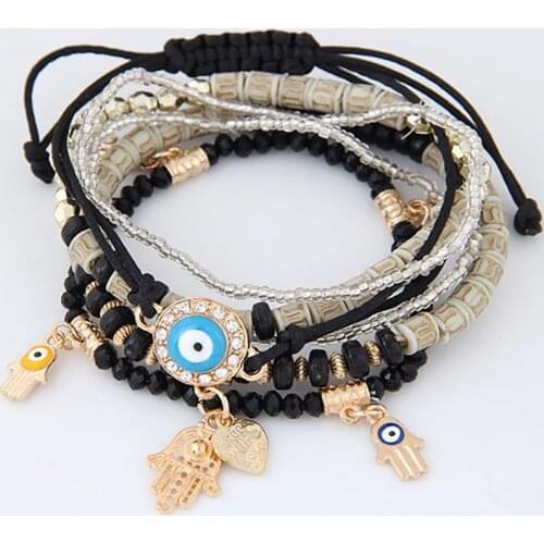 Fashion Boho Handmade Acylic Resin Beaded Eyes Bracelets for Women Eyes Design Multilayer Bracelet Bangles Summer Jewelry
