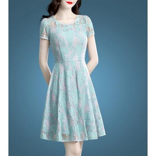 Embroidery Vintage Christmas Dress Women Summer Elegant Short Sleeve O-Neck Sexy Mesh Vestidos Party Plus Size S~4XL 6860