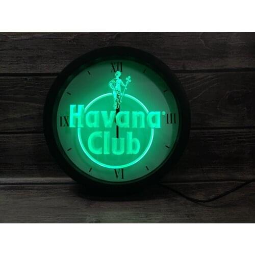 0E218 Havana Club Rum APP RGB 5050 LED Neon Light Signs Wall Clock