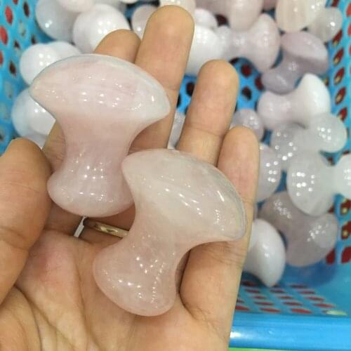 1pcs natural stones and minerals pink rose quartz mushroom massage stone reiki healing crystals Massage button reduce stress