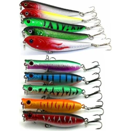 10pcs hard pencil popper mixed fishing lures set wobbler pike carp trout perch catfish fishing baits isca pesca fishing tackles