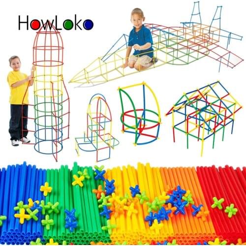 110-500 Pcs DIY straw inserted into the building block toy plastic construction Toys & Hobbies For Children puzzle game