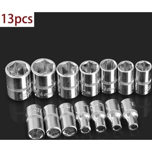 13pcs Universal 4-14mm Socket Adapter Set Wrench Hexagon Head Home Auto Car Bike Bicycle Home DIY Fix Repair Hand Tool