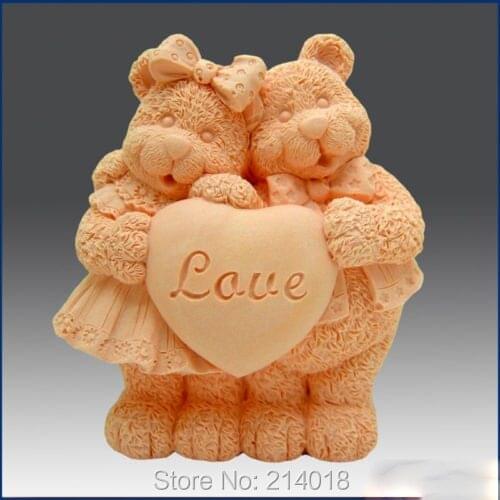 2D Silicone Soap Mold Bear My Valentine Good Quailty Handmade Soap Making Molds Candle Mould Clay Resin Aroma Stone Moulds PRZY