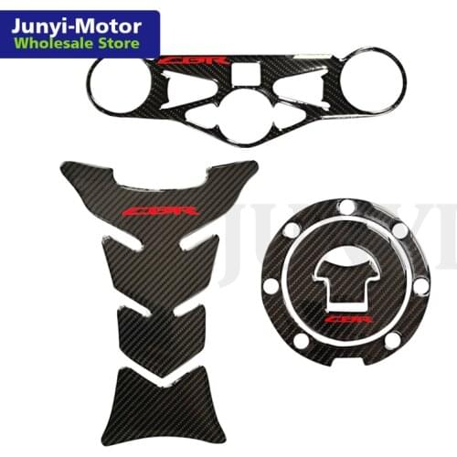 3D Carbon Fiber Motorcycle Fuel Tank Protector Oil Cap Decal Three Clips for Honda CBR1000RR 2008 2009 2010 2011 2012 2013