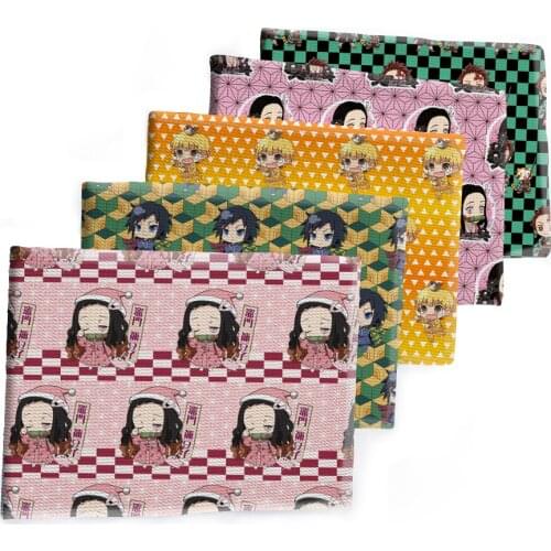 50*150cm Kimetsu No Yaiba Pattern Bullet Textured Liverpool Patchwork Tissue Kids home textile for Sewing Doll fabric