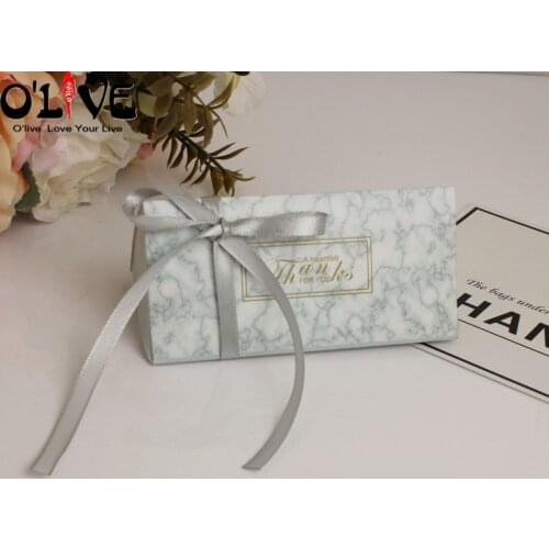 50 Pcs Wedding Gift Box Candy Baby Shower Party Favors Boxes Wedding Bonbonniere Present Box Marble Packaging With Ribbon