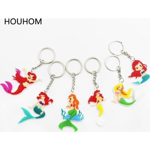 6pcs/lot Mermaid Party Decorations Rubber Keychain Baby Shower Birthday Party Decorations Kids Jungle Party Wedding Decorations