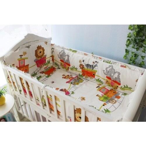 6PCS Lion Baby Crib Bedding Set cotton bed around Nursery Crib Bumper baby bed around ,include(bumpers+sheet+pillow cover)