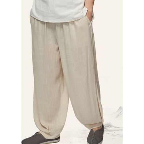 Unisex 6color cotton&linen shaolin monk Kung Fu pants buddhist lay meditation trousers zen bloomers blue/red/gray Summer&Spring