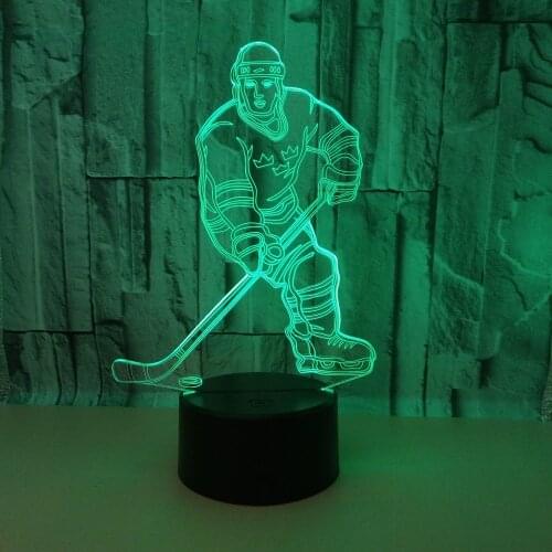 Ce Hockey Player 3D LED RGB Night Light 7 Color Change Desk Light Action Figures Kids Home Christmas Toys