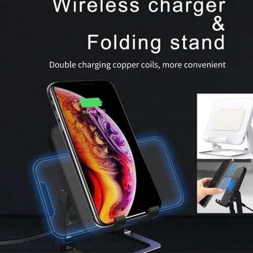 QI 15W Wireless Charger Holder Stand Desktop Fast Chargers For iPad iPhone 12Pro Foldable Mobile Phone Mount Charging Stand Dock