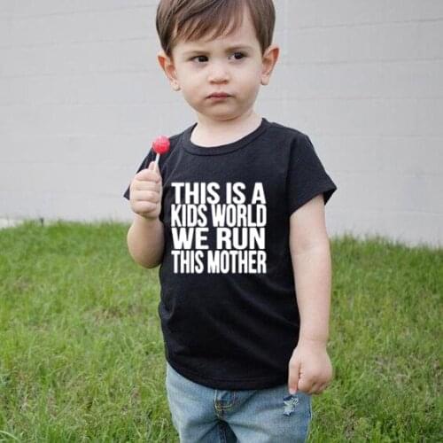 Kids World Tshirt Summer Funny Boys and Girls Tee Shirt Fashion Children Short Sleeve T-shirt Cute Letter Print Kid Tshirts Tops